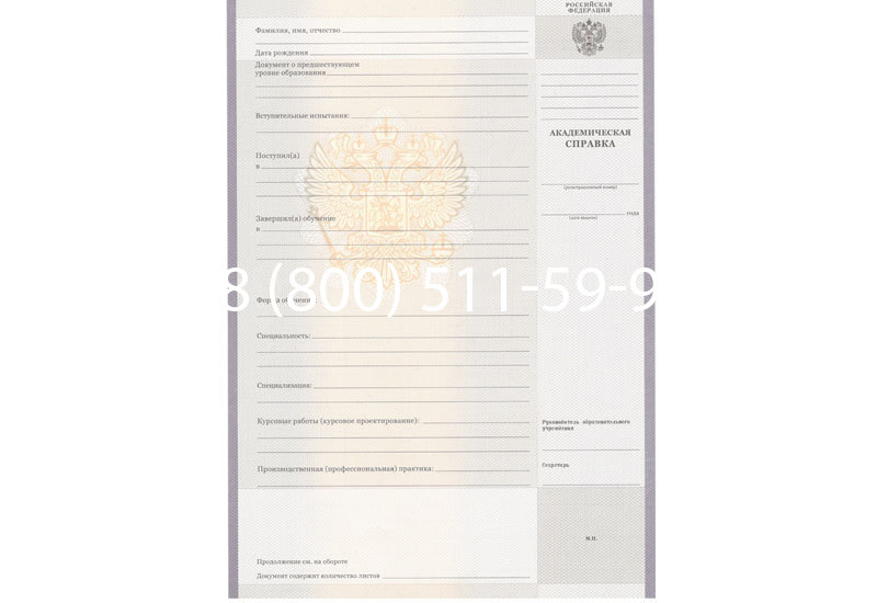 Купить Академическая справка образца 2010-2011 год для колледжа в Иваново Купить Академическая справка образца 2010-2011 год для колледжа в Иваново